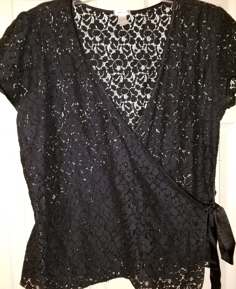 Blacn lace wrap blouse
